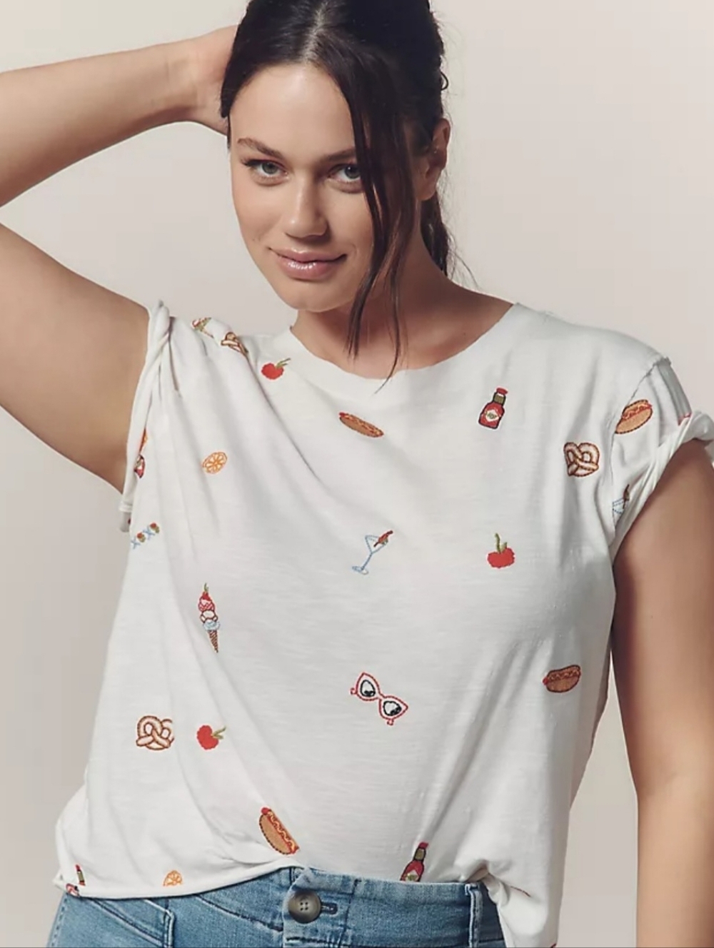 Maeve The Caitlin Boxy Embroidered Spring Summer Tshirt Size Xl Anthropologie